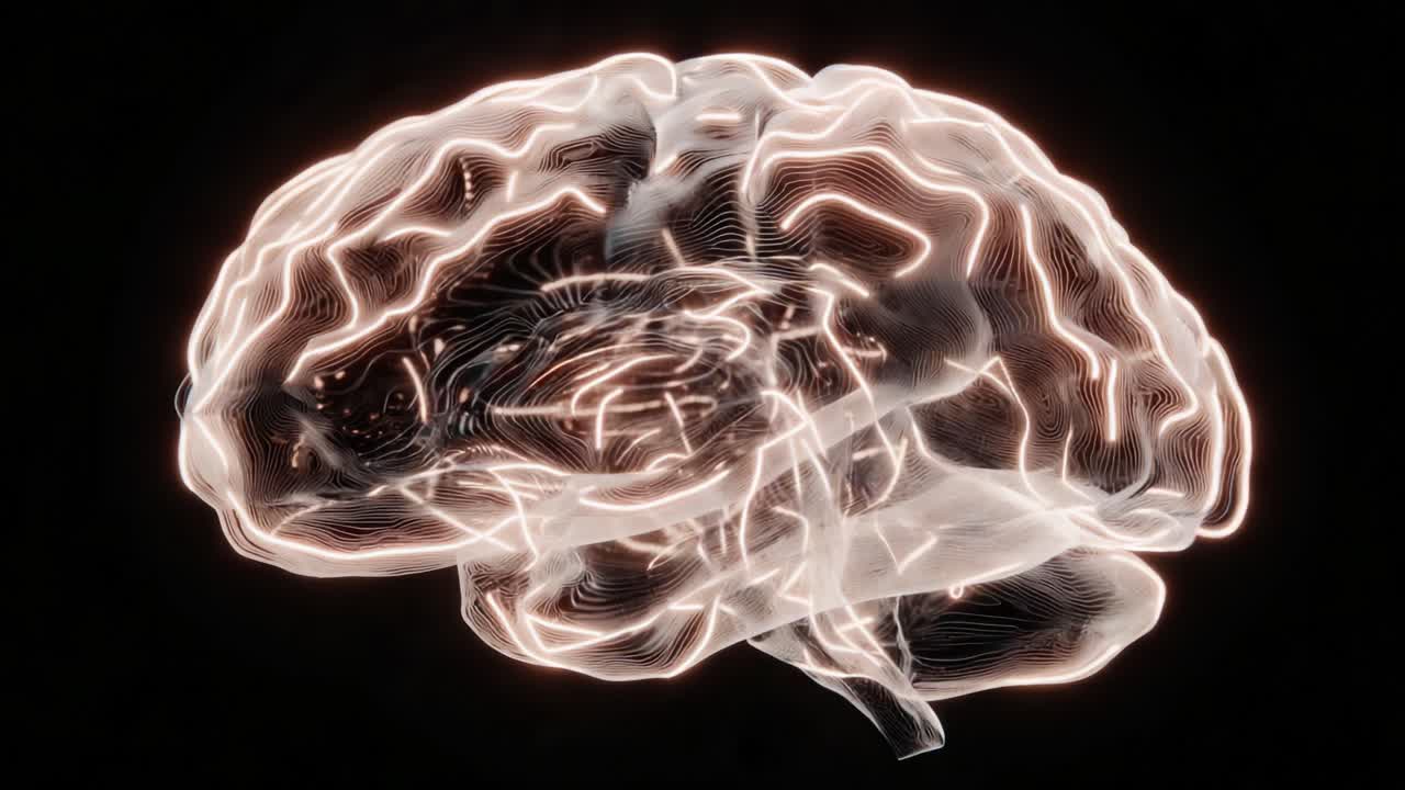 A mesmerizing visualization of brain activity, showcasing intricate neural pathways and dynamic connections illuminated with vibrant light, representing the complexity and beauty of human cognition