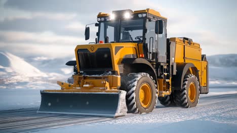 snow plow clearing road in winter