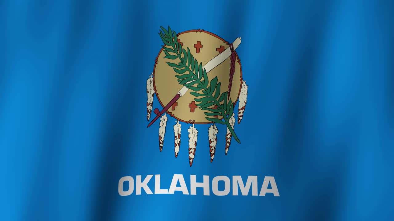 Loopable state flag of the State of Oklahoma. Digital animation waving background. (United States of America)