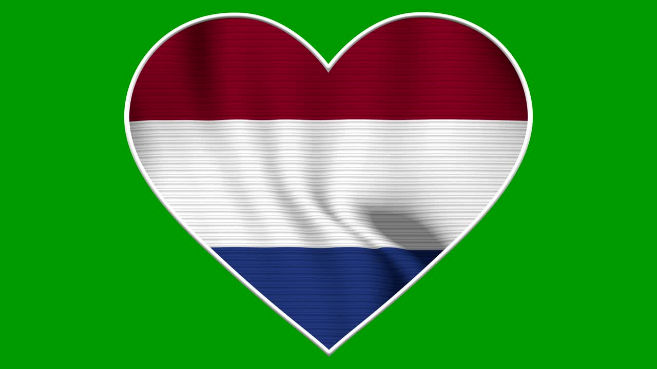 Netherlands Heart Love Flag Loop - Realistic 4K flag waving in the wind
