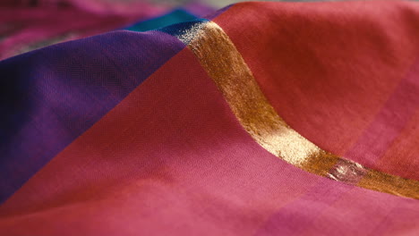 closeup shot of beautiful handmade organic textiles dyed with madder, traditional to pakistan