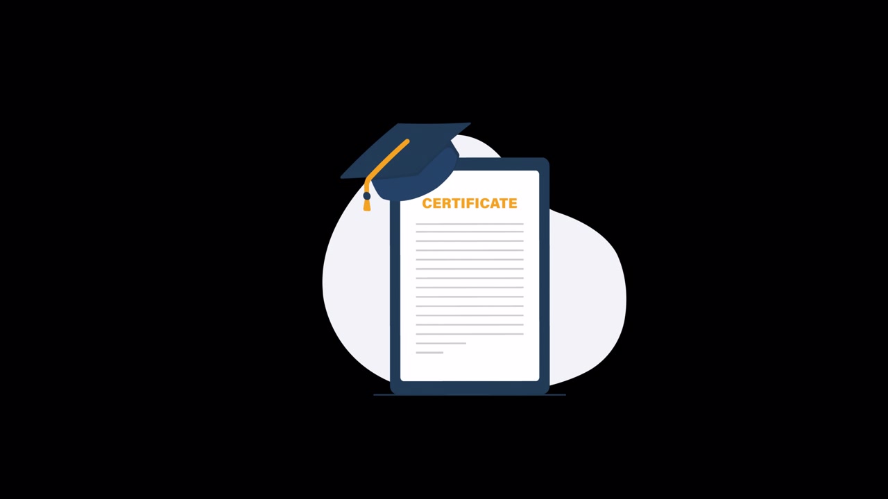 Digital Certificate and Graduation Cap Illustration