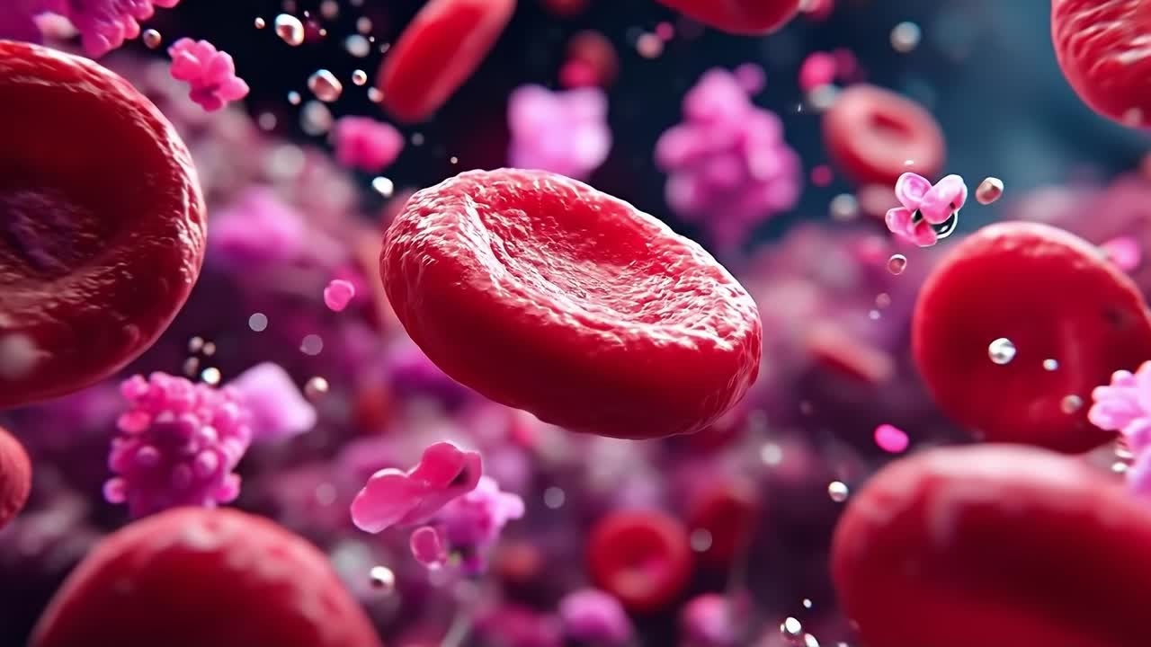Red blood cells in the blood vessels