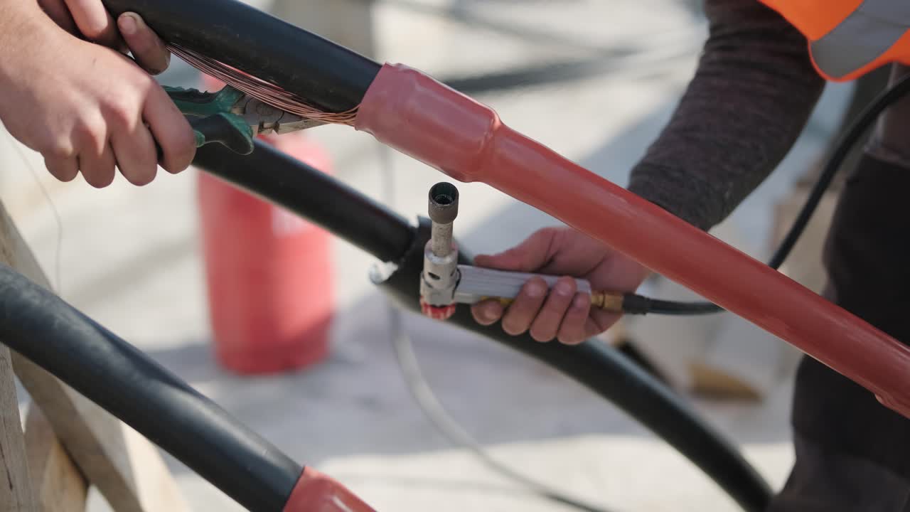 Processo di installazione del cavo di alimentazione presso una sottostazione trasformatrice