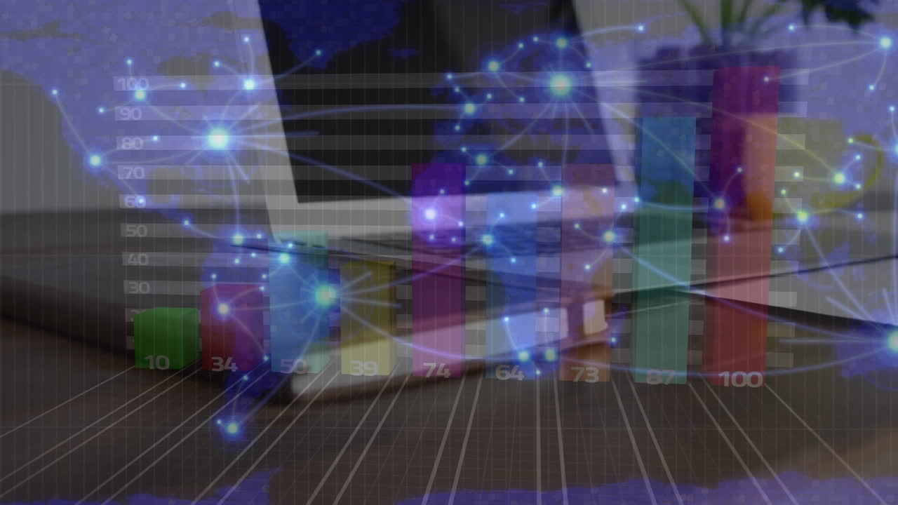 연결의 애니메이션 및 컴퓨터를 통해 데이터 처리