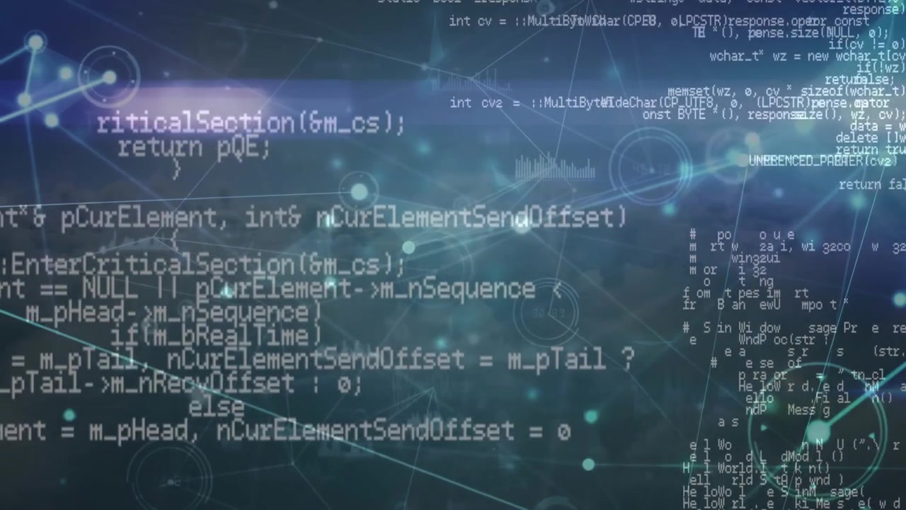 Animation of network of connections and data processing over
