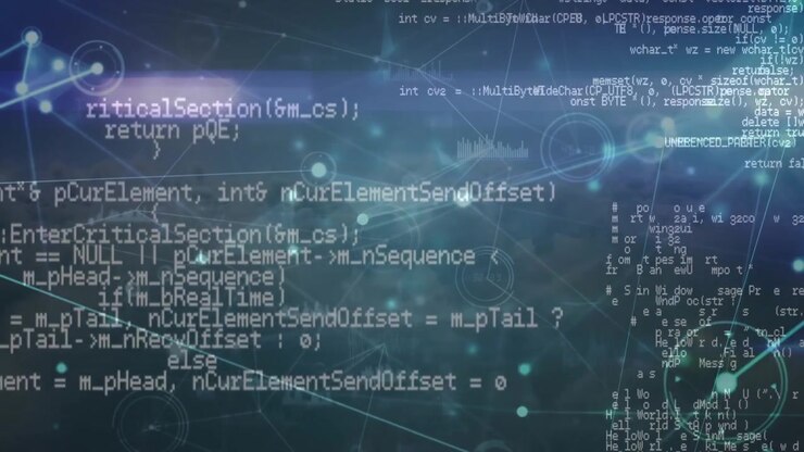 Animation of network of connections and data processing over