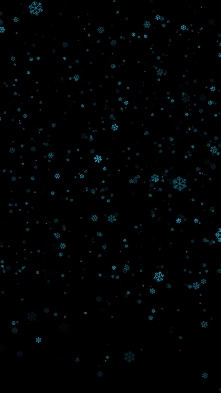Gentle blue snowflakes and fine winter dust particles drifting on black background