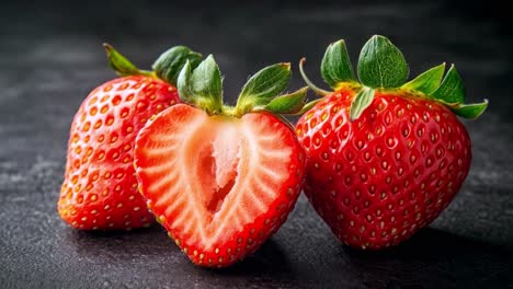 fresh strawberries on a dark background