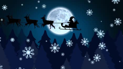 Animation-of-snow-falling-at-christmas-over-santa-in-sleigh