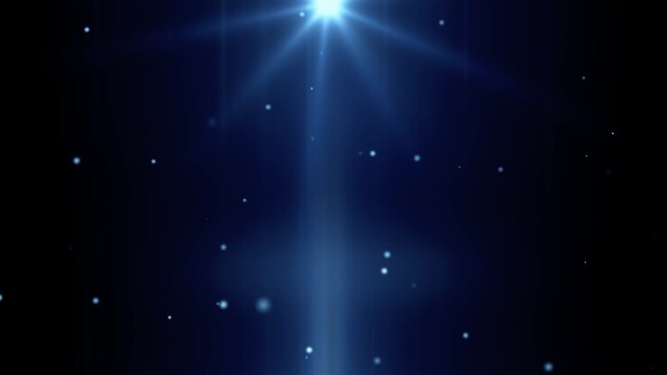 Effetti di lens flare di luce solare blu scuro 4K su sfondo nero.