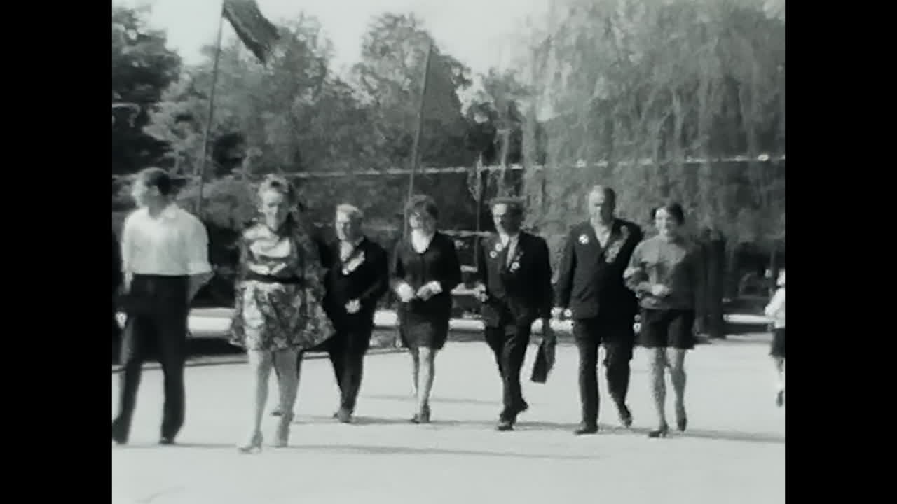 Black and White Video of a Man veteran in a Suit From the Soviet Union Archives. CIRCA USSR 1970: This vintage black and white video captures a man veteran in a suit, offering a glimpse into the lives of the Soviet people during the era of communism and socialism in the Soviet Union.