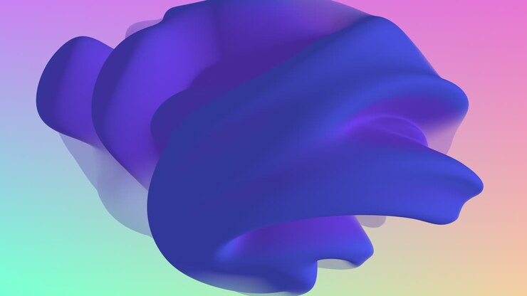 Colorful 3D render of flowing blue, purple, and pink liquid cascading down against a vibrant gradient backdrop, creating a visually captivating and dynamic composition