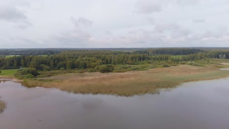 Vasto-Lago-Vortsjarv-Bosque-Fachada-Estonia-Europa-Aéreo-Drone-Disparo