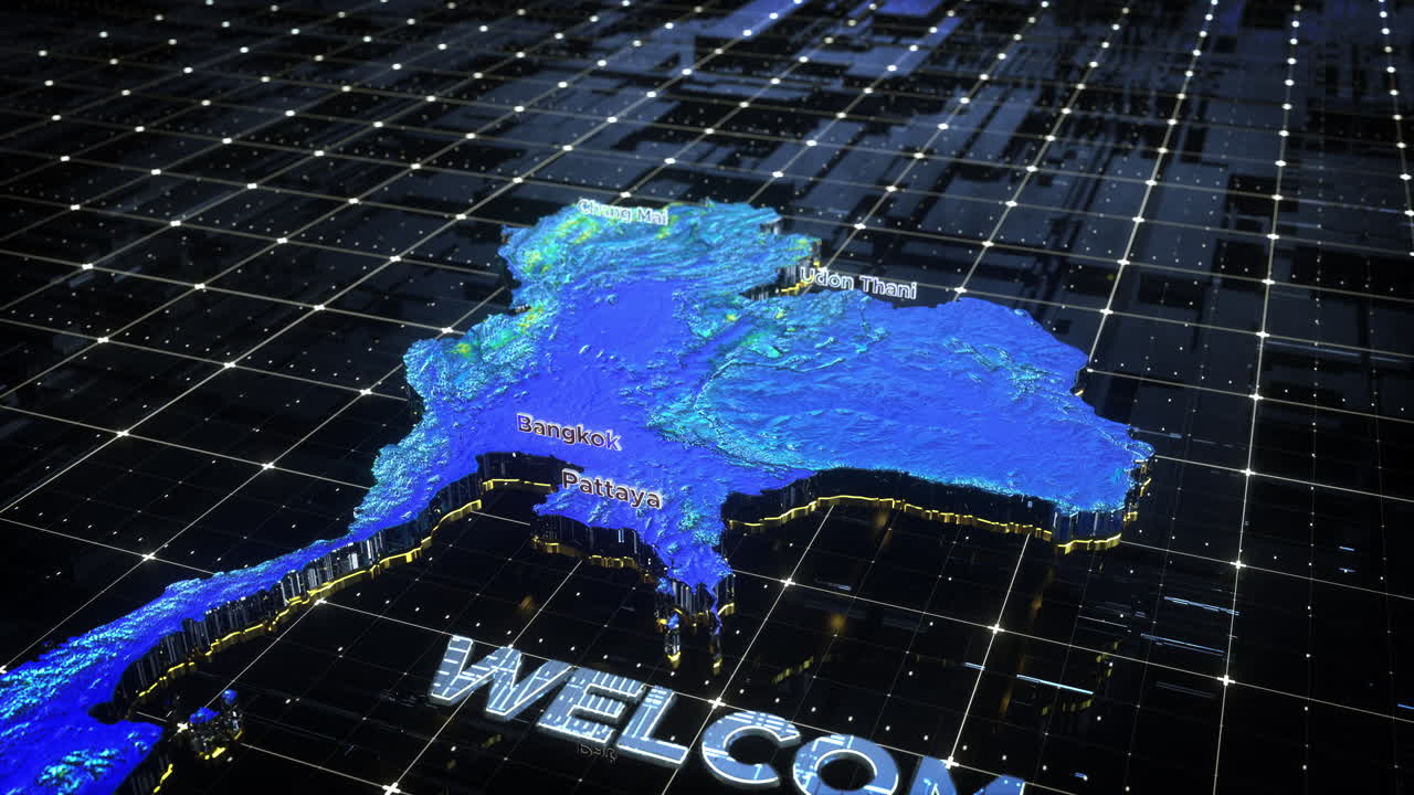 태국의 3d 애니메이션 지도