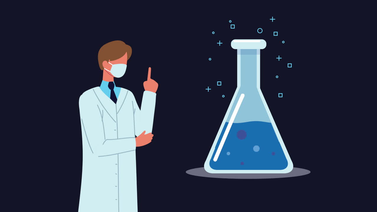 튜브 테스트를 가진 남성 과학자 실험실 직원