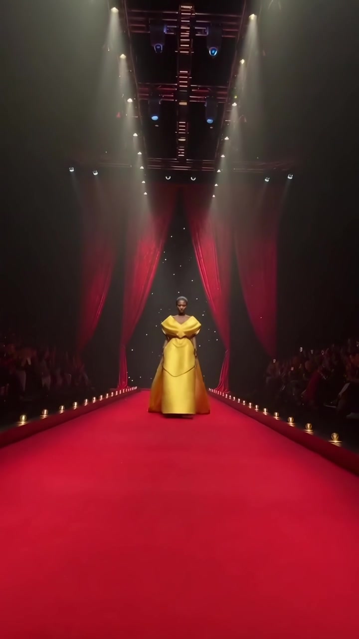 Modelli di moda presentano abiti di stilisti sul red carpet