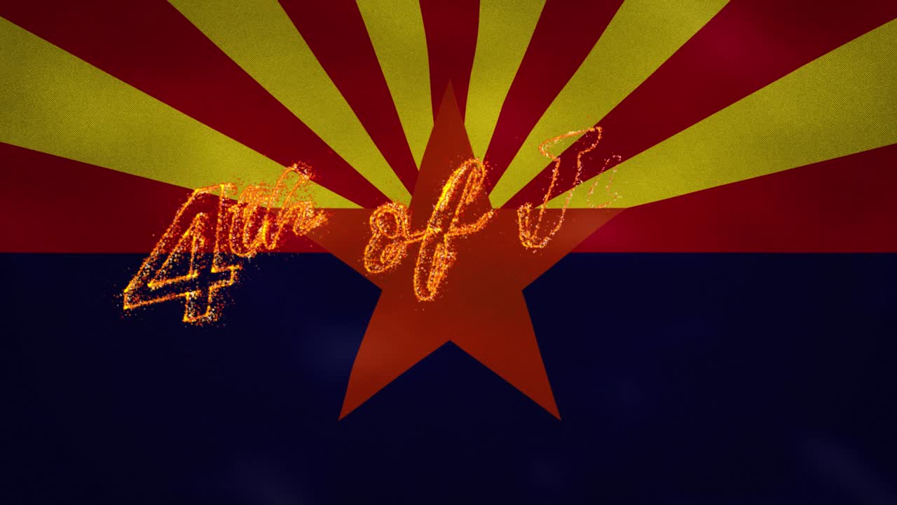 아리조나 국기 배경: 7월 4일 화재 글자, 루프