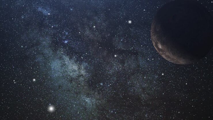 universo 4k, pianeti e particelle di polvere nello spazio