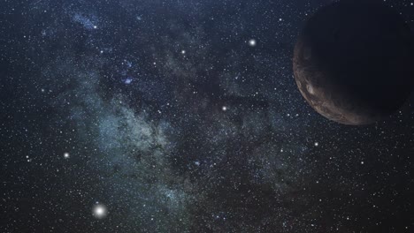 4k universo, planetas y partículas de polvo en el espacio