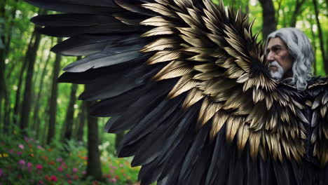 angel wings in a forest