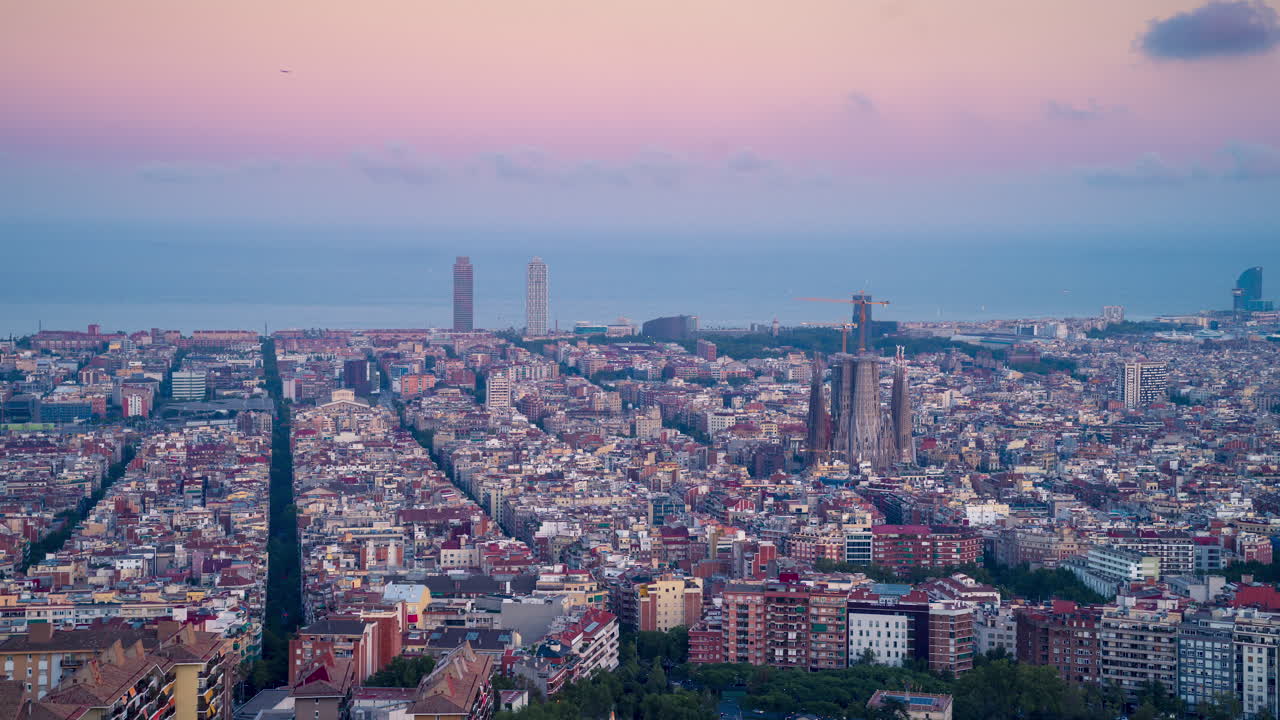 turó de la rovira 또는 bunkers del carmel에서 본 바르셀로나의 시간 경과