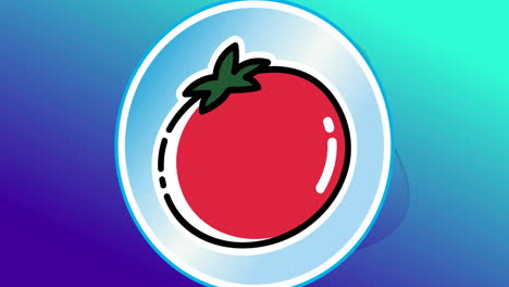 animation of red tomato over blue liquid background