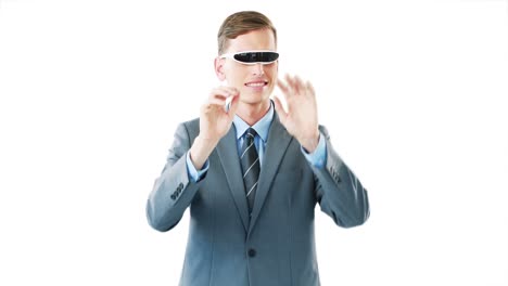 Businessman-in-virtual-video-glasses-using-digital-screen