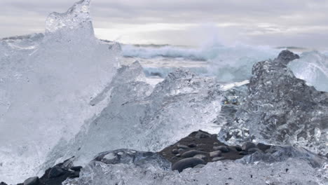 slow motion of diamond beach in iceland