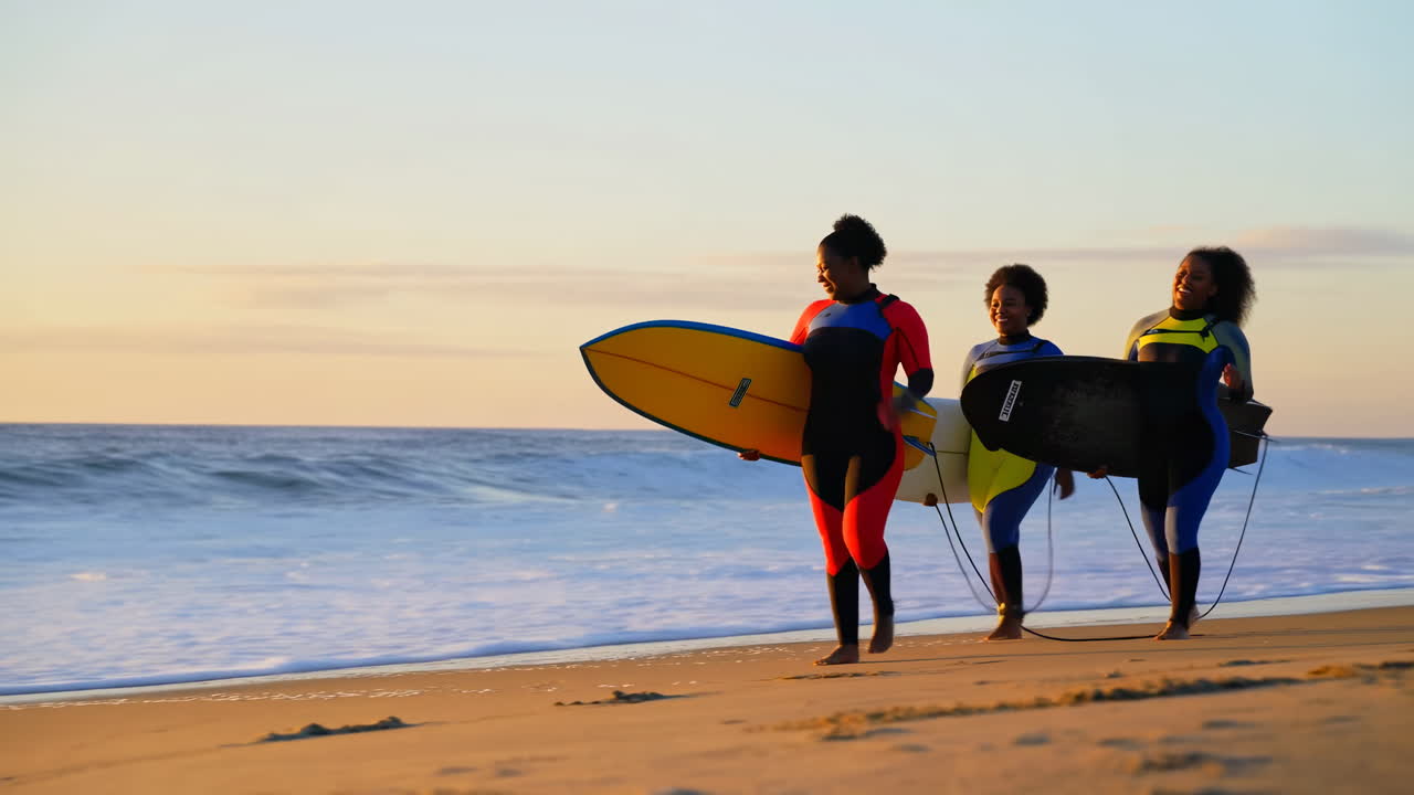 Donne con tavole da surf sulla spiaggia