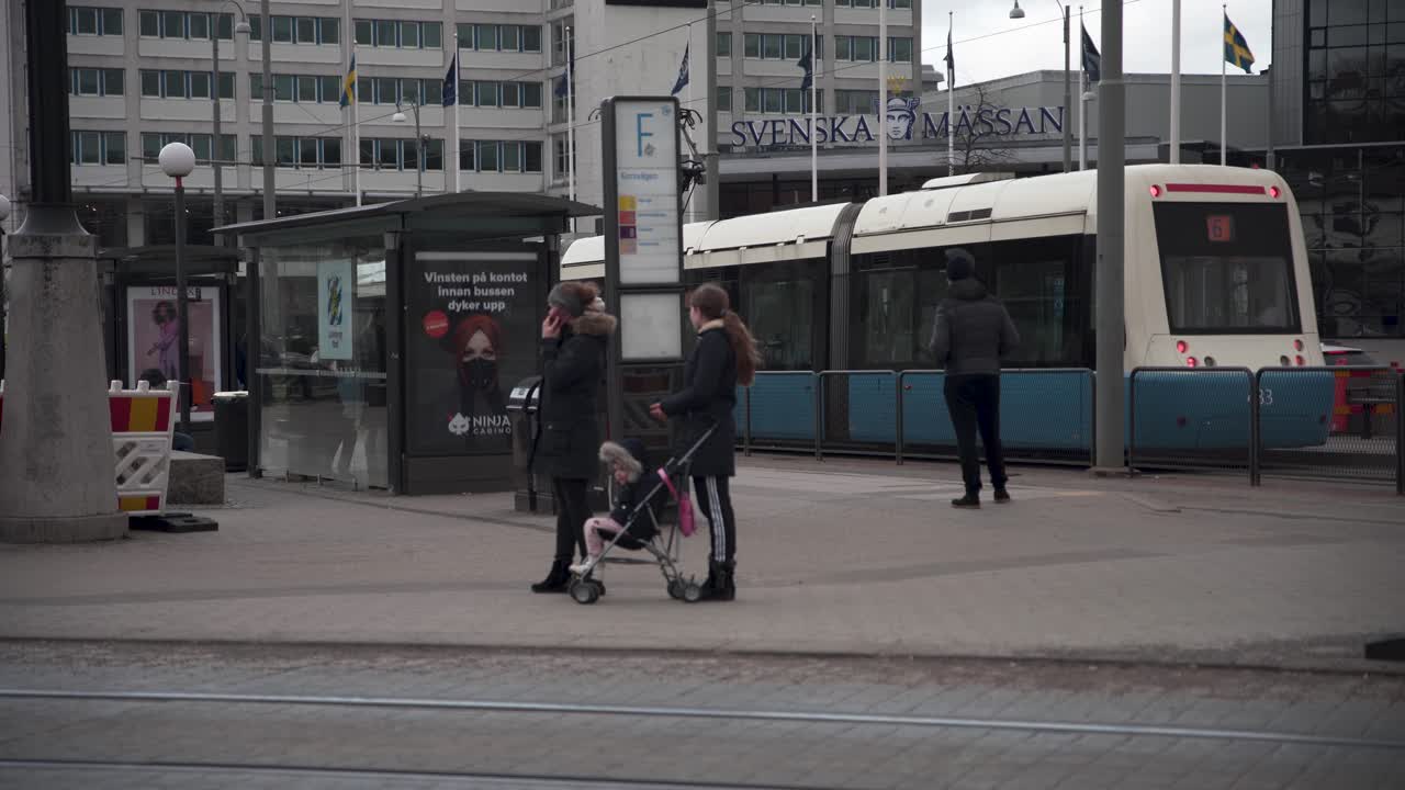 Transportation hub called Korsvagen know for busses and trams. Located in Gothenburg, Sweden, Europe.