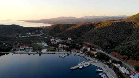 Sheltered-harbor-in-the-last-evening-light-filmed-from-above