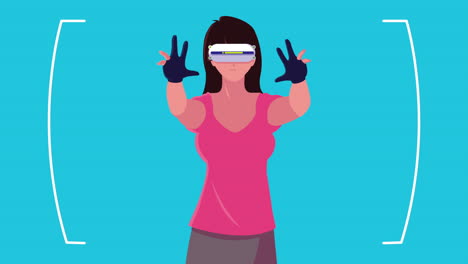 virtual reality tech animation with girl playing