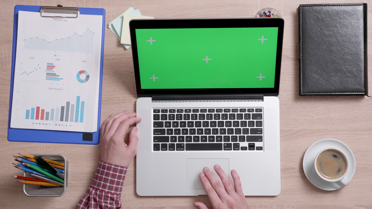 Workspace with Laptop and Business Data