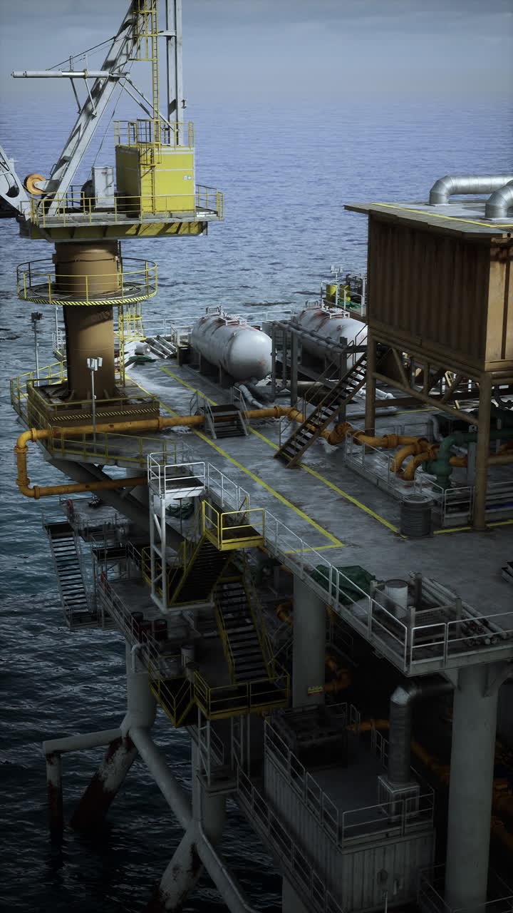 Nærbillede af en olieplatform i havet