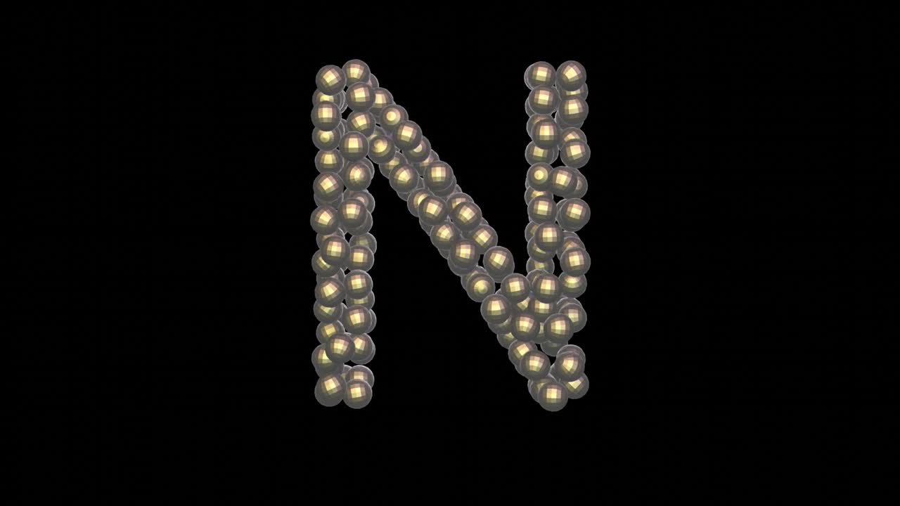 Carattere a tema palla da discoteca Lettera N