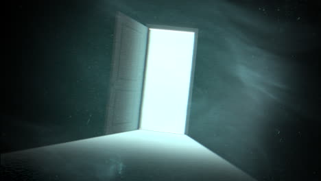 mystical horror background with dark door of room