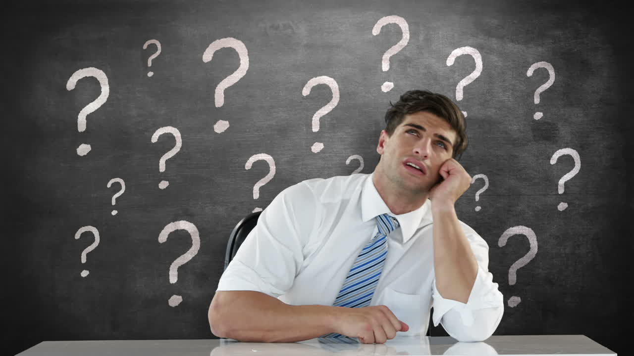 곤경에 빠진 사업가가 들여다보고