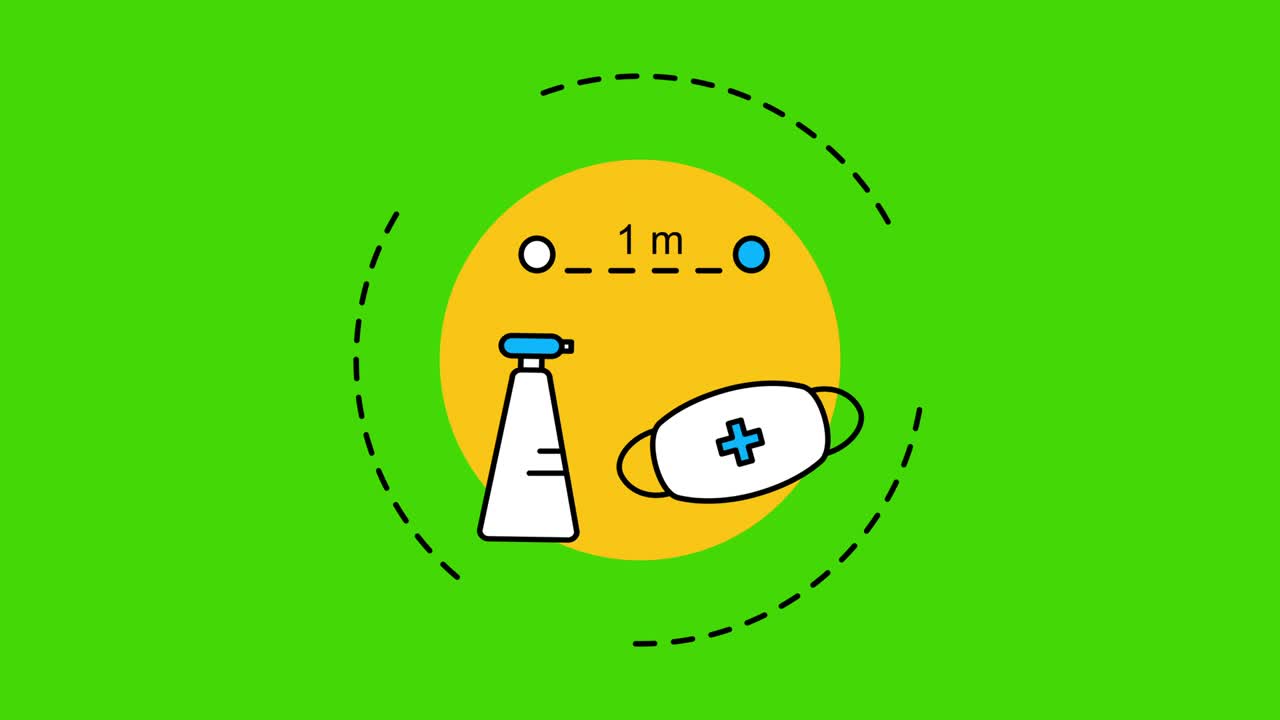 4k video of cartoon medical symbols on green background.