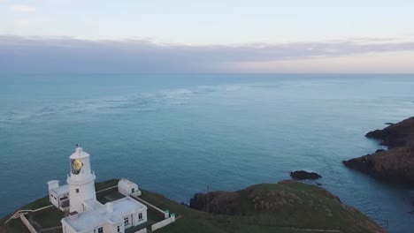 aerial view of strumble head lighthouse in the evening