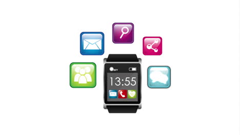 reloj inteligente con varios iconos de aplicaciones