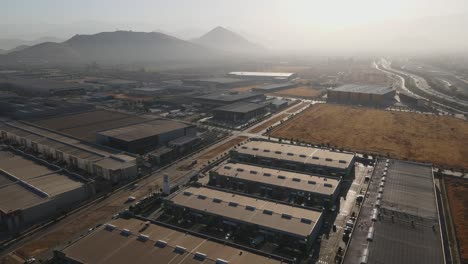 Aerial-shot-of-warehouses-in-industrial-zone