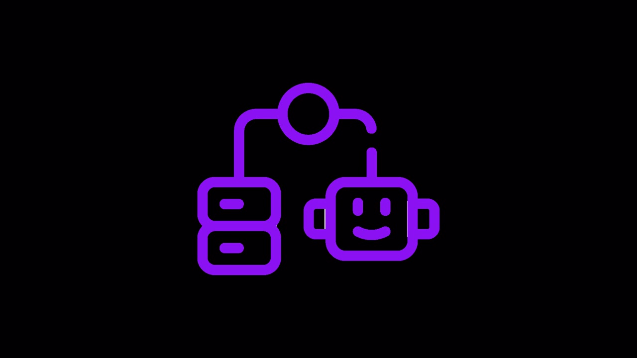 Animiertes lila Symbol, das eine Server- und Roboterverbindung darstellt