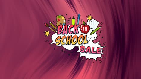 Animation-of-back-to-school-sale-text-banner-against-abstract-textured-purple-gradient-background