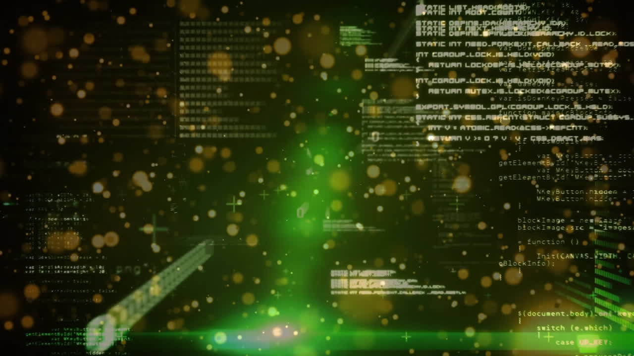 animação do processamento de dados sobre pontos de luz e trilhas em fundo preto