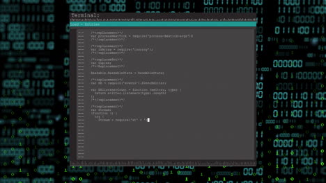 Animation-Der-Binärdaten--Und-Textverarbeitung-Auf-Einer-Schnittstelle-Mit-Grauem-Und-Schwarzem-Hintergrund