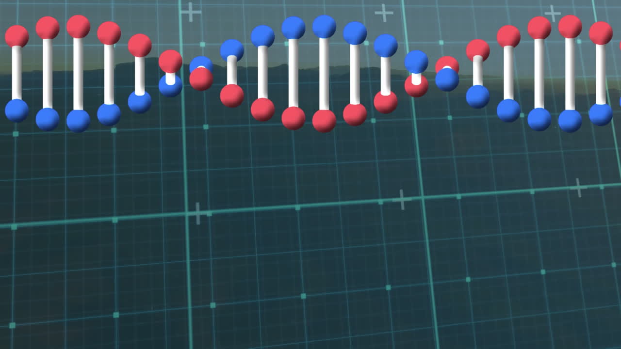 지형 위의 dna 가닥의 애니메이션