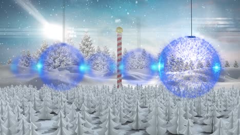 Animation-Einer-Winterlandschaft-Mit-Weihnachtskugeln