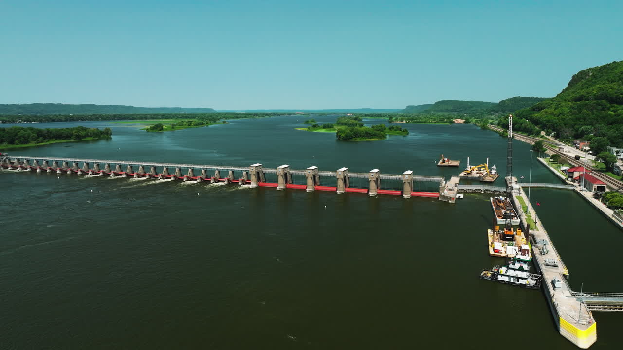 Aerial View Of Lock and Dam No