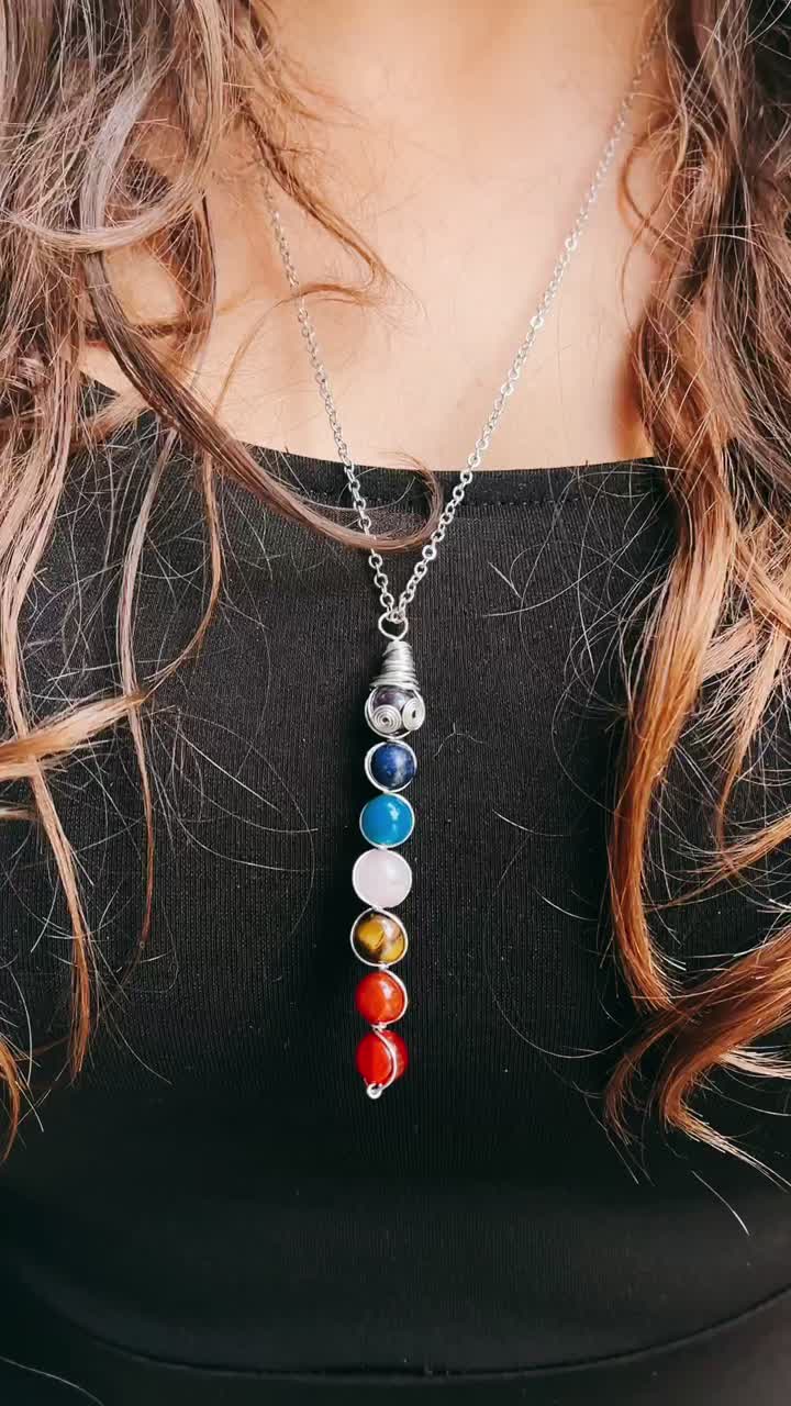 Chakra Necklace with Wire Wrapped Gems